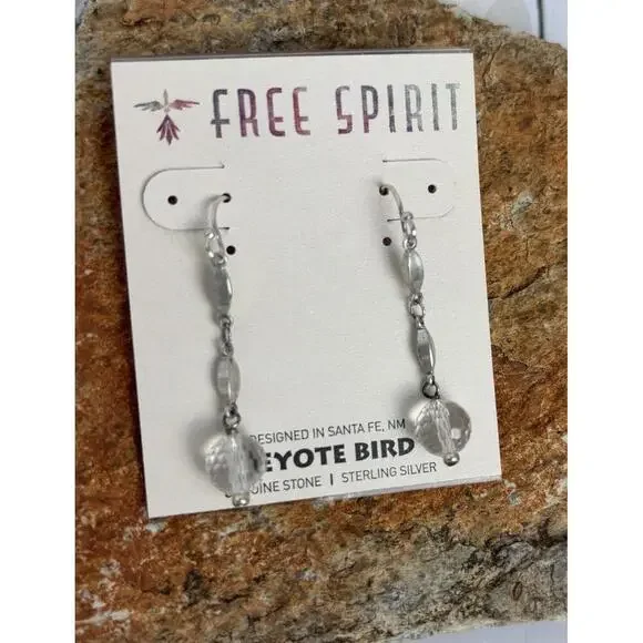 Peyote Bird Faceted Crystal Sterling Dangle Earrings J020